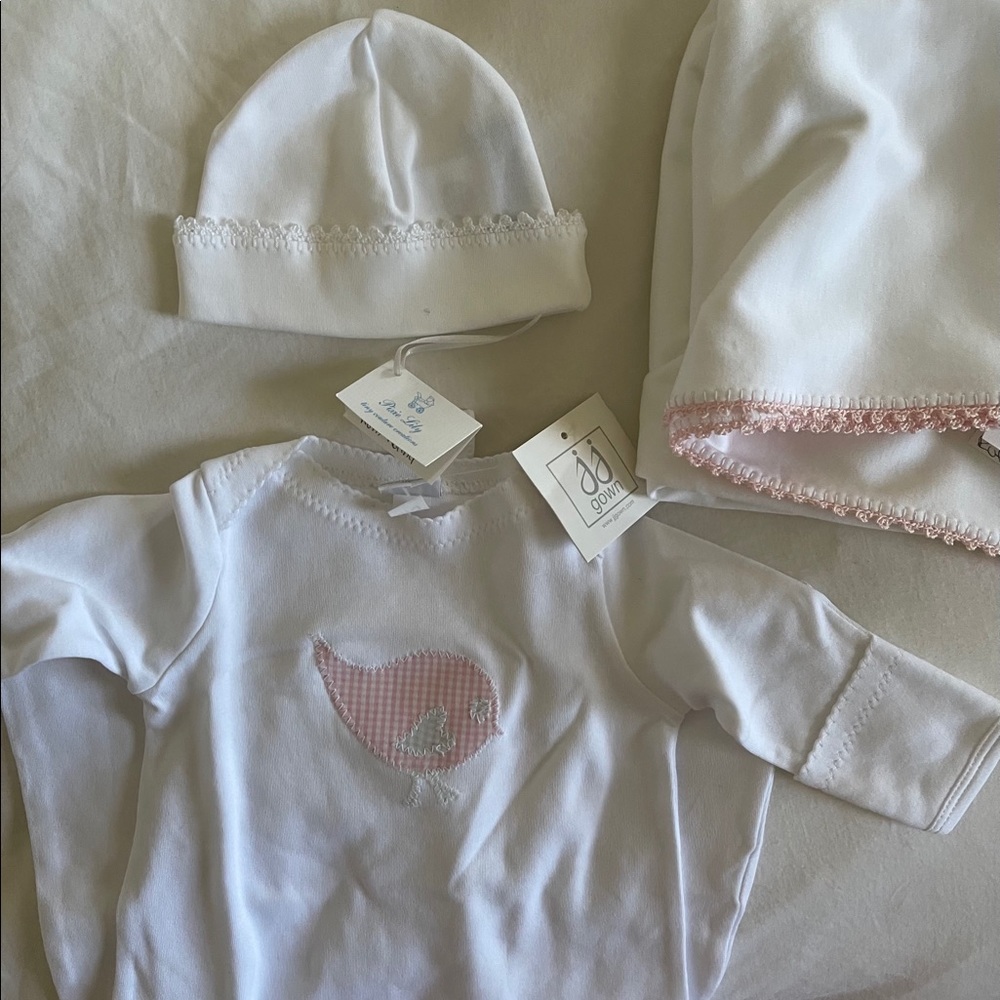 JJ Gown, Pixie Lily blanket , Pixie Lily hat
